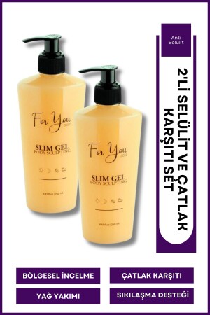 Slim Gel Creme zum Abnehmen, straffend, zur Fettverbrennung, regional, zum Abnehmen, gegen Risse und Cellulite (2 Stück) slmjl2 - 2