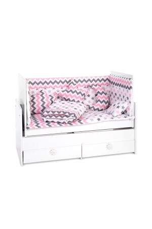 Sluupy Pembe Gri Zigzag Tıldız Bebek Uyku Seti 70x130 7 Parça dop6969885igo - 2