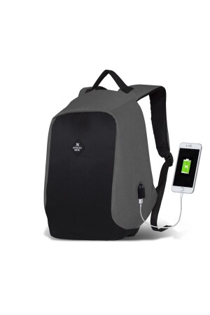 Smart Bag Secret Usb Şarj Girişli Akıllı Laptop Sırt Çantası Gri MV2754 - 2
