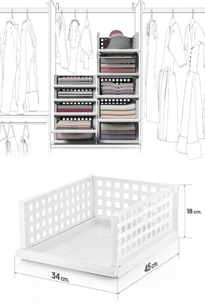 Smart Maxi 4 Adet Beyaz Akıllı Raf Sistemi, Dolap Içi Düzenleyici Çekmece Ve Organizer TRN-200-1-4 - 10