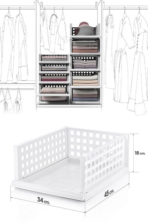 Smart Maxi 4-teiliges weißes Smart-Regalsystem – Schrank-Organizer, Schublade und Organizer - 9