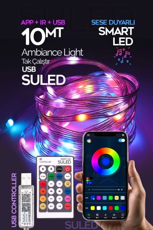 Smart Strip LED der neuen Generation, 10 Meter, Bluetooth-TV, klangempfindlich, USB-betrieben, telefongesteuerter Effekt - 1