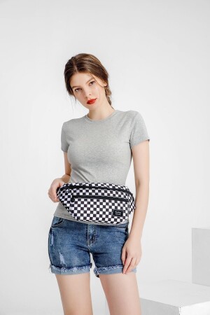 MNZ-Smbyb3087-5146 حقيبة الخصر للنساء سوداء/بيضاء - Smart Bags