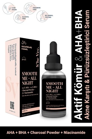 SMOOTH ME ALL NIGHT – Glättendes und revitalisierendes Serum für fettige Haut mit Aktivkohle (30 ml) - 1