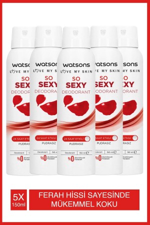 So Sexy Deodorant 24 Saat Etkili Pudrasız Sprey 150 ml 5 Adet - 1