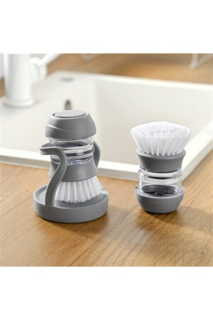 Soap Dispenser Kitchen Brush Sıvı Deterjan Hazneli Bulaşık Fırçası Ve Stand SDKB-G-1 - 4