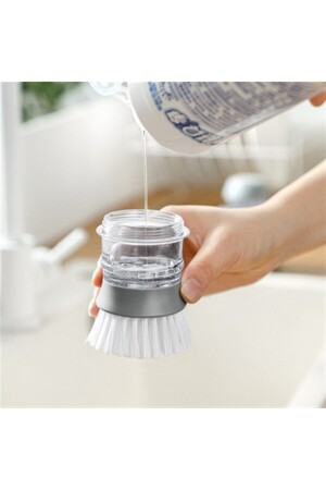 Soap Dispenser Kitchen Brush Sıvı Deterjan Hazneli Bulaşık Fırçası Ve Stand SDKB-G-1 - 5