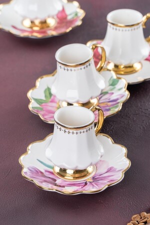 Sofiya Blumenmuster Gold vergoldet 90 ml Porzellan-Kaffeetassen-Set für 6 Personen 0208 HXF-22-0208/12 - 1