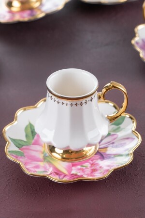 Sofiya Blumenmuster Gold vergoldet 90 ml Porzellan-Kaffeetassen-Set für 6 Personen 0208 HXF-22-0208/12 - 5