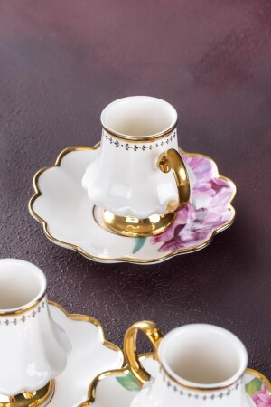 Sofiya Blumenmuster Gold vergoldet 90 ml Porzellan-Kaffeetassen-Set für 6 Personen 0208 HXF-22-0208/12 - 6