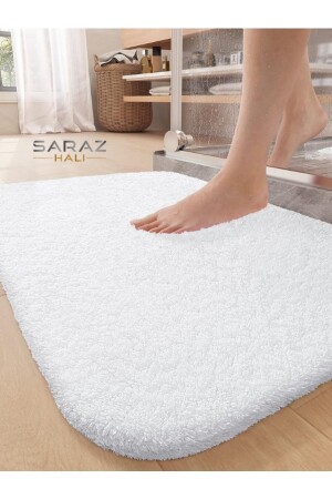 Soft 60x100 Beyaz Banyo Paspası Puffy Paspas Pofuduk Beyaz X - 1