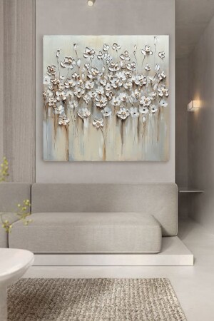 Soft Daisies Kanvas Tablo 100x100 cm SFTDSIES012 - 4