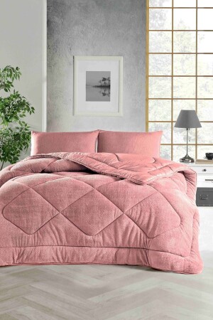 Soft Double Coloured Quilt-wellsoft-double Sided 195x215 Pink ELYYRGNCIFT - 1