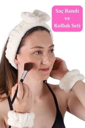 Soft Saç Bandı Ve Bileklik Makyaj Uygulama Seti Krem - 1