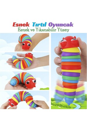 Söktak Eğlenceli- Stres ve Anksiyete giderici Montessori Zeka Eğitici Renkli Tırtıl Oyuncağı - 3