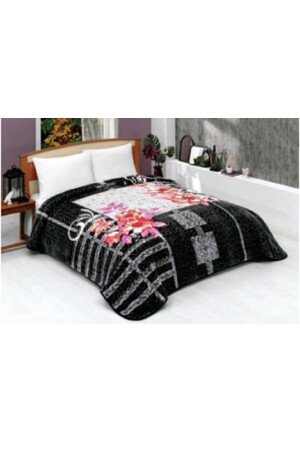 Solana Lüks Vizon Battal Boy Battaniye 992 Siyah 220x240 &hem Battaniye & Hem Yatak Örtüsü - Mink