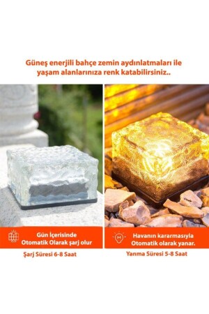 Solar Güneş Enerjili Buz Cam Zemin Dekoratif Bahçe Aydınlatma Led Kristal Gömülü Havuz 0TPBHAY1K1-2 - 4