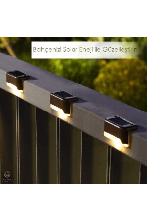 Solarbetriebene wiederaufladbare Halterung für Treppen, Terrasse, Garten, LED-Lampe, Schwarz (4 Stück) - 1