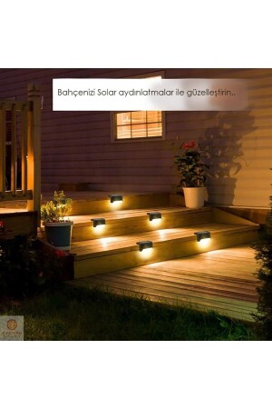 Solarbetriebene wiederaufladbare Halterung für Treppen, Terrasse, Garten, LED-Lampe, Schwarz (4 Stück) - 7