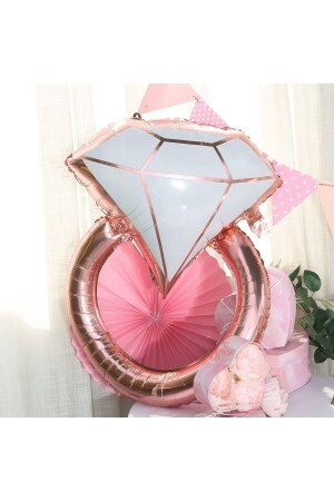 Solitärring, Roségoldfarben, Diamant-Folienballon, Bachelorette-Party, zukünftige Braut, 80 x 58 cm - 1