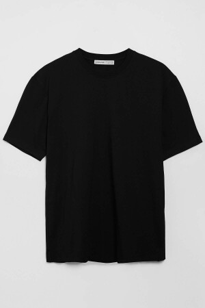 Solo Erkek Comfort Fit Kalın Dokulu Siyah T-shirt - 1
