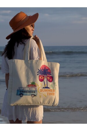 Sommerlich bedruckte Damen-Strandtasche - 1