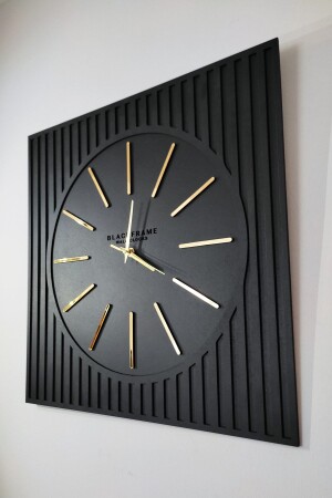 - Sonderdesign-Wanduhr der Lines Effects-Serie – Schwarz und Gold – 50 x 50 cm 012021LEM - 1