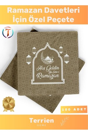 Sonderserie Goldfarbe Welcome Ya Şehr-i Ramadan 100 Stück Papierservietten Qualität Iftar Eid Stilvoll - 1