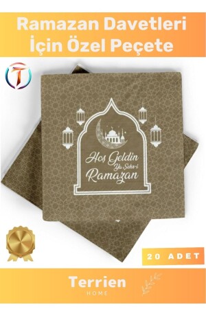 Sonderserie Goldfarbe „Welcome Ya Şehr-i Ramadan“, 20 Stück Papierservietten, Qualität, Iftar Eid, stilvoll - 1