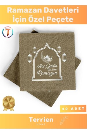 Sonderserie Goldfarbe „Welcome Ya Şehr-i Ramadan“, 40 Stück Papierservietten, Qualität, Iftar Eid, stilvoll - 1