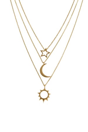 Sonne Mond Stern Reihe Silber Halskette kl279 - 1