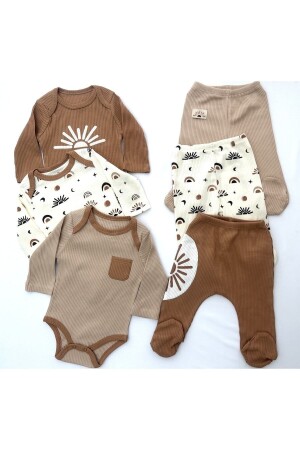 Sonnenbedrucktes Twill-Gewebe mit Druckknopfverschluss, Unisex-Baby-Unterteil-Oberteil-Set - 1