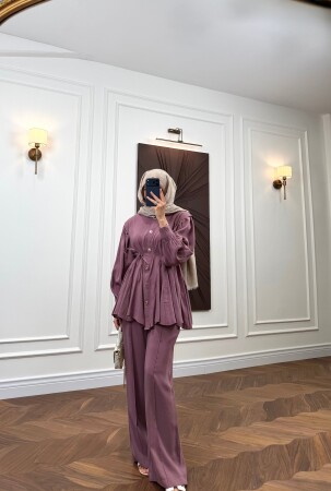 Sorlen Bağlamalı Gömlek Takım - Gül Kurusu - Nuuwears