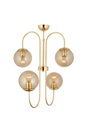 Sosa 4Lü Gold Bal Camlı Modern Genç Odası Cafe Restoran için Uygun Salon Avize 3558-04-GD - 1