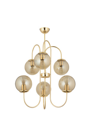 Sosa 6Lı Gold Bal Camlı Modern Genç Odası Cafe Restoran için Uygun Salon Avize 3558-06-GD - 8