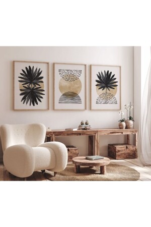 Soyut Dekoratif 3 Lü Tablo çizgim - woodhomeworks