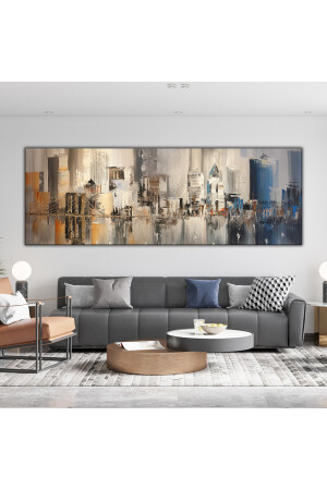 Soyut Şehir Manzarası Yaglı Boya Dokulu Tablo - Tablodekor