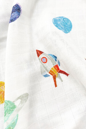 Space Planet Baumwoll-Musselin-Bezugsset (90 x 90 cm, 2 Stück) BABYMUSLIN1010 - 6