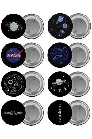 Space Planets Taschenabzeichen-Set, 8-teilig, größte Größe 5. 8 cm große Pin-Brosche 9789301551441 - 1