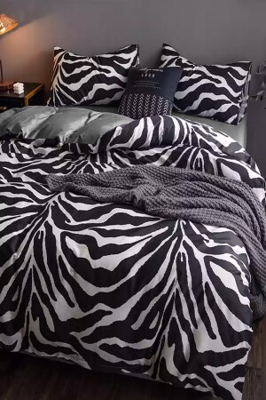 Spannbettlaken, Bettbezug-Set, Einzelbett, Zebra, Schwarz, Weiß, iqon32 - 7