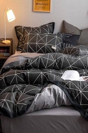 Spannbettlaken-Bettbezug-Set für Einzelbett, geometrischer Regen - 2