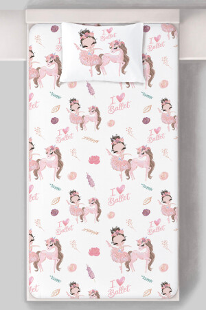 Spannbettlaken-Set (120 x 200, Höhe 20) – für Baby-Serie – Ballerina und Einhorn in rosa Tutu ETCSLC8TFB126 - 5