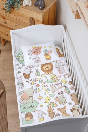 Spannbettlaken-Set (60 x 120 cm, Höhe 15 cm) – Pure Baby-Serie – Cute Zoo ETCSLC2BPB361 - 1