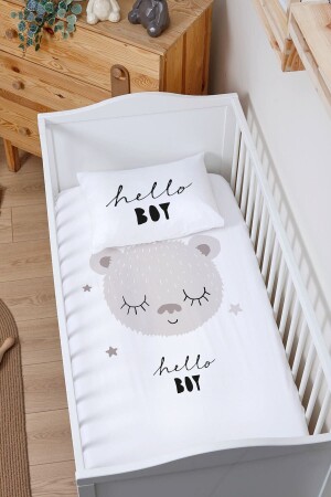 Spannbettlaken-Set (70 x 130 cm, Höhe 15 cm) – Pure Baby-Serie – Teddybär mit braunen Ohren ETCSLC2BPB116 - 1