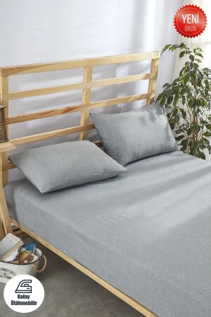 Spannbettlaken-Set, einfarbig, Baumwolle, Kissenbezug, Einzelbett, Doppelbett, Kingsize-Bett - 1