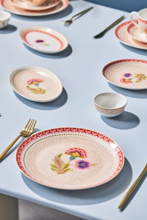 Spello Pink 26-teiliges New Bone Frühstücks-/Service-Set für 6 Personen - Karaca