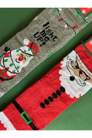 SPEZIELLE 2ER-PACKUNG MIT WEIHNACHTSMANN-GEMUSTERTEN DAMENSOCKEN DER NEUJAHRESSERIE (VERSENDET MIT GESCHENKPAKET) - 3