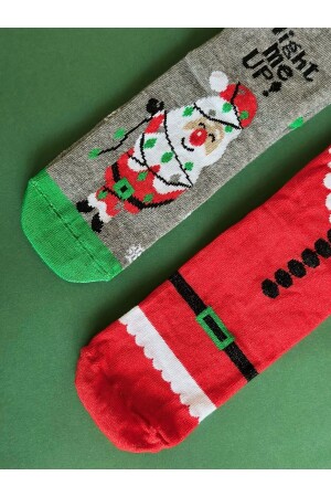 SPEZIELLE 2ER-PACKUNG MIT WEIHNACHTSMANN-GEMUSTERTEN DAMENSOCKEN DER NEUJAHRESSERIE (VERSENDET MIT GESCHENKPAKET) - 4