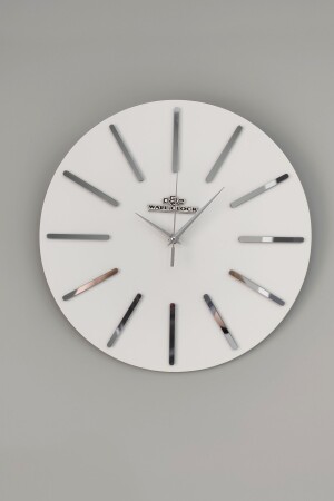 Spezielle dekorative verspiegelte Wanduhr, Weiß und Silber, geräuschloser Mechanismus, 37 x 37 cm, YUÇ37x - 4