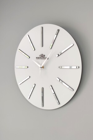 Spezielle dekorative verspiegelte Wanduhr, Weiß und Silber, geräuschloser Mechanismus, 37 x 37 cm, YUÇ37x - 5